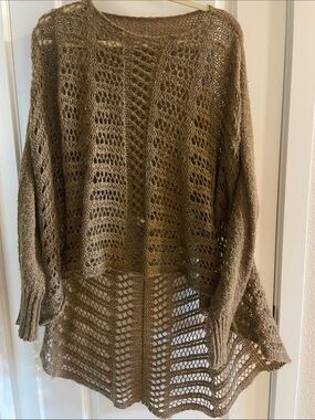 Grace and Lace taupe sweater/ cardigan O/S